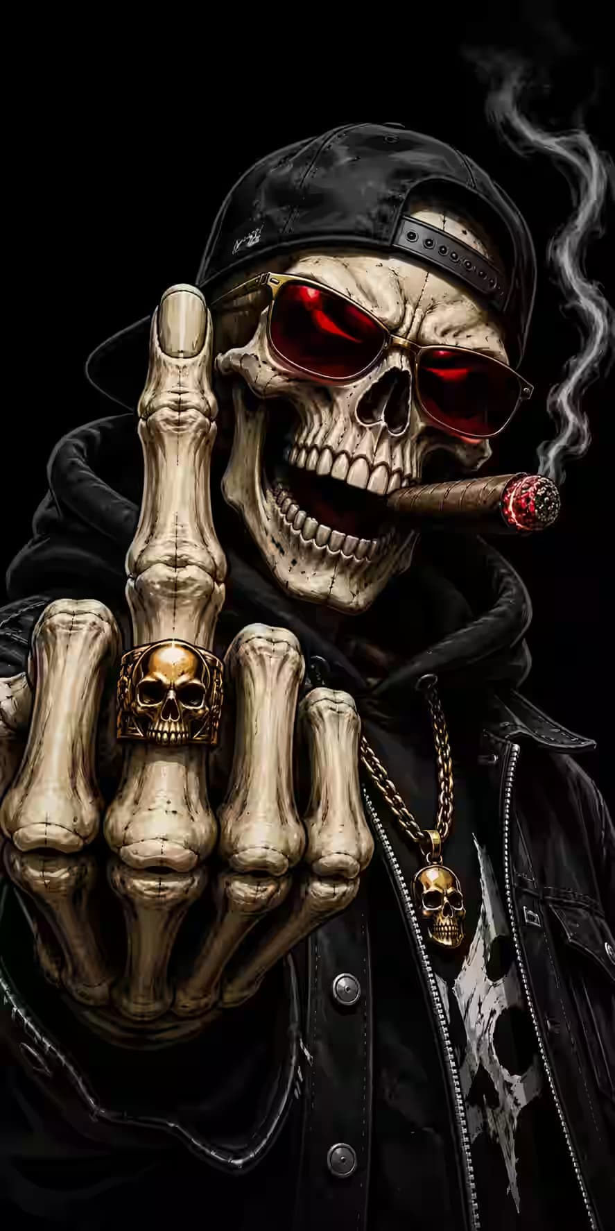 Biker Skull with Cigar — dark iPhone wallpaper HD