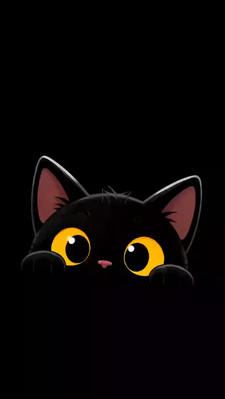 Cute Black Cat Peeking from Darkness