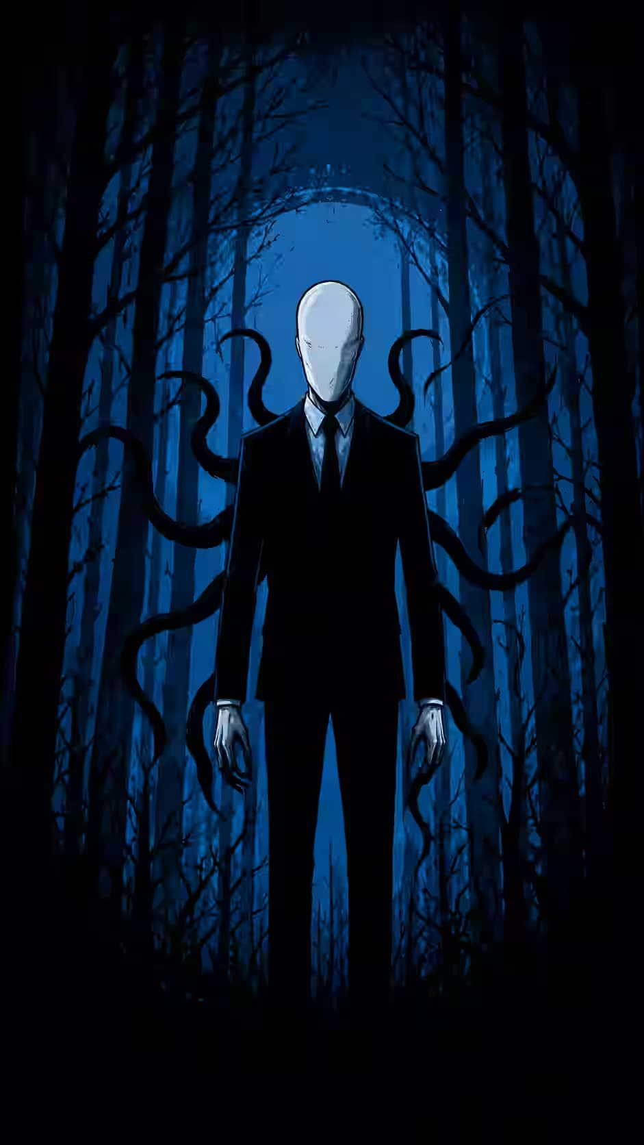 He Lost His Page Collection - Faceless Forest Suit Figure Wallpaper 4K, Dark Aesthetic, AMOLED Background