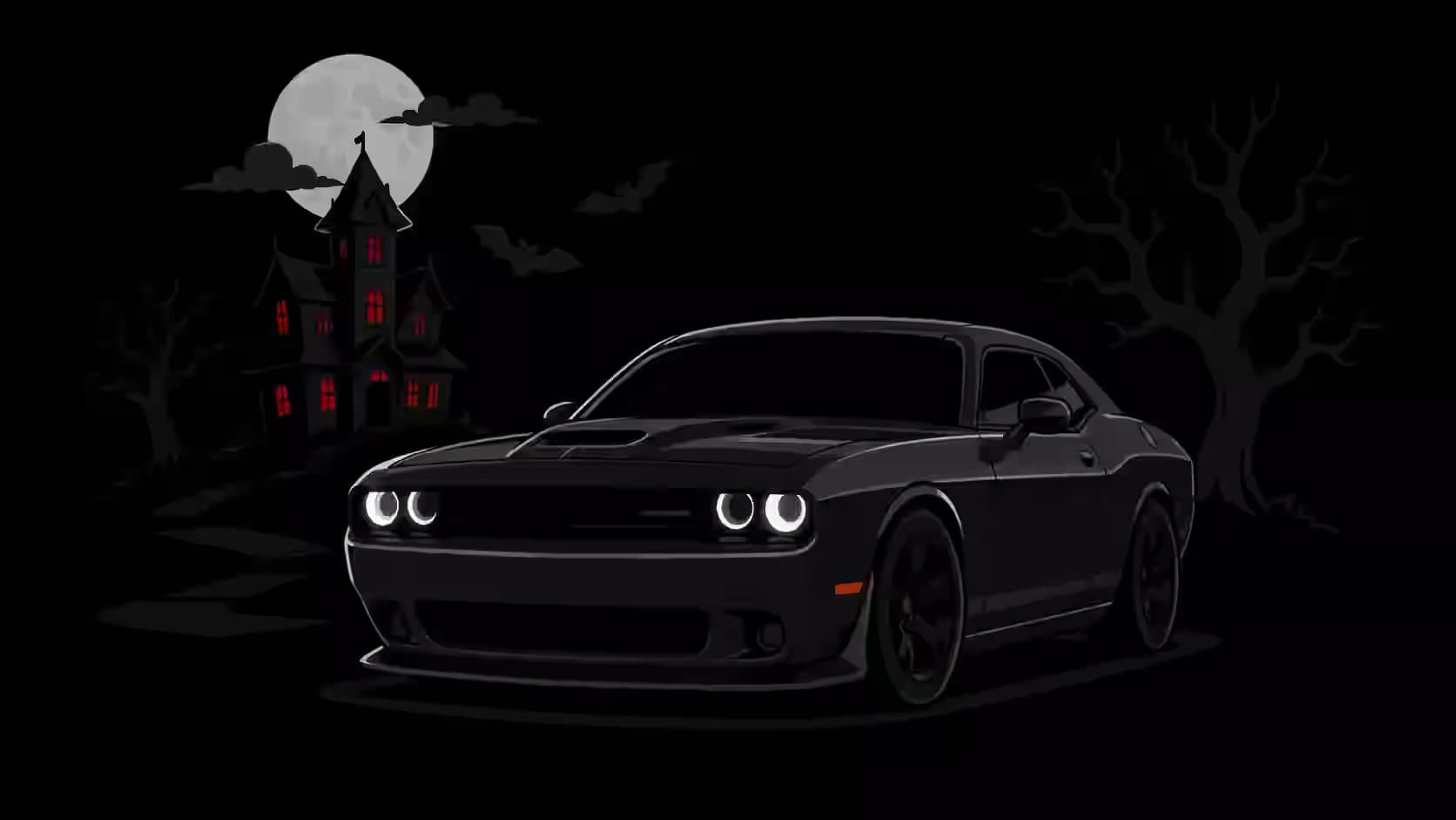 The Haunted Road Always Leads Back Here — dark PC desktop wallpaper
