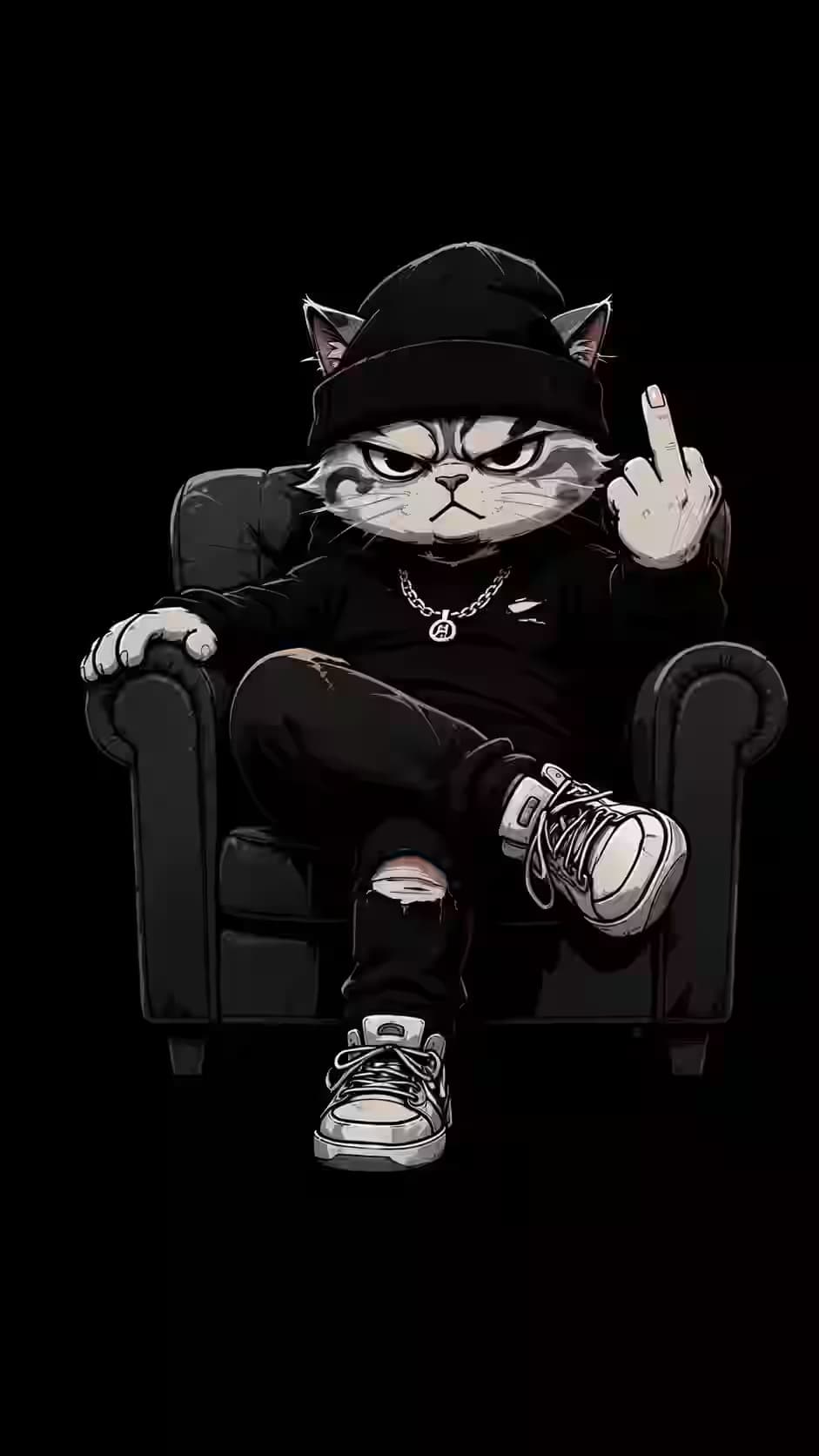 The Boss Of The Living Room - Thug Life Cat AMOLED Wallpaper — dark iPhone lock screen wallpaper HD