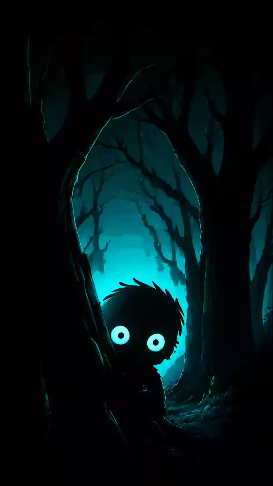 Glowing Child in Haunted Woods — dark Android wallpaper HD