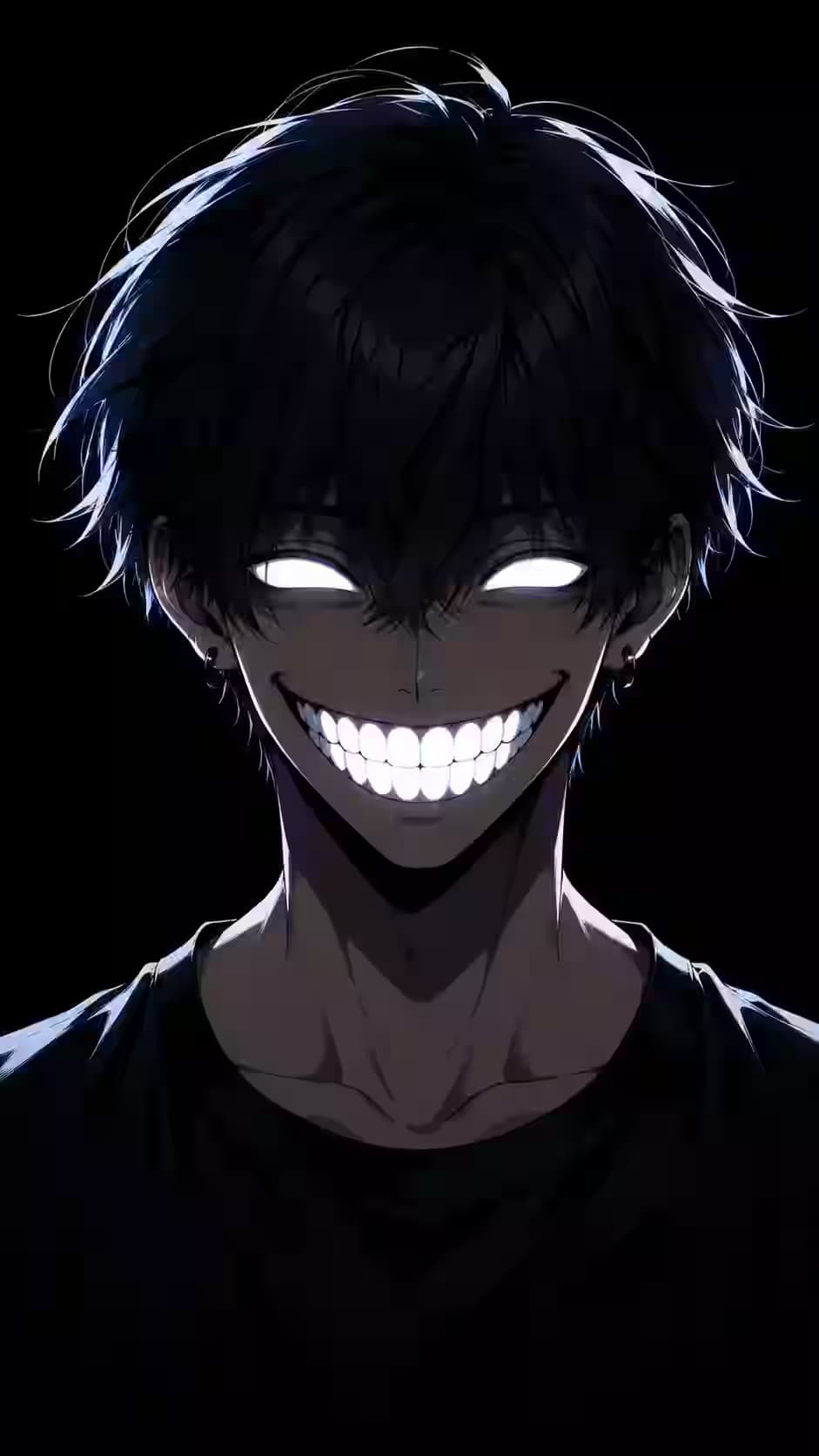 Glowing Smile Anime Dark Portrait