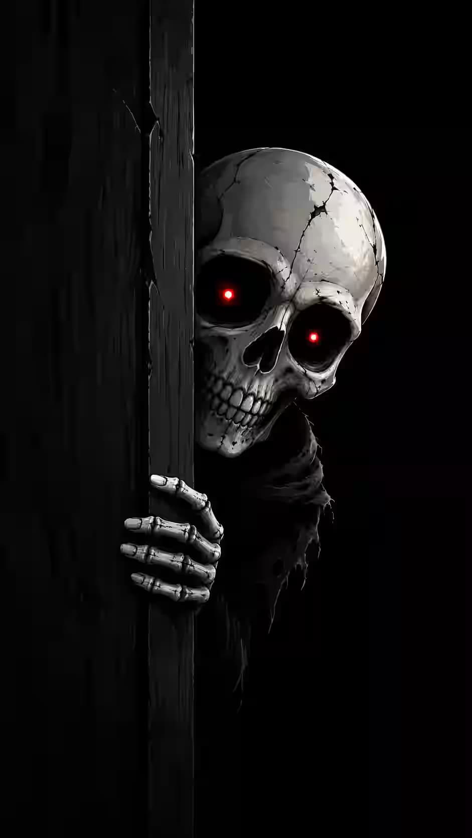 Eerie Skull Peeking Wallpaper — dark iPhone lock screen wallpaper HD