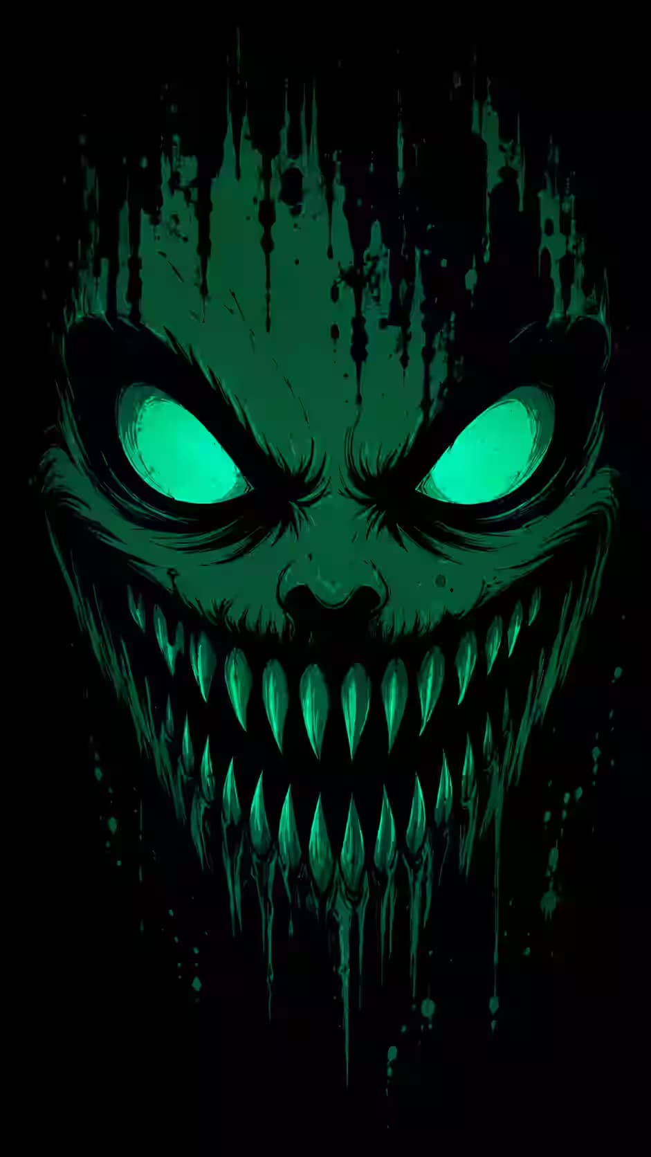 Green Phantom Grin Wallpaper 4K, Dark Aesthetic, AMOLED Background