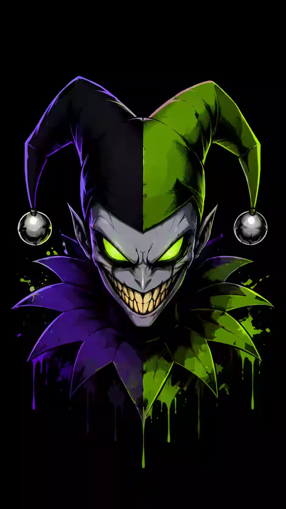 The Grin That Opened Both Doors — dark iPhone lock screen wallpaper HD