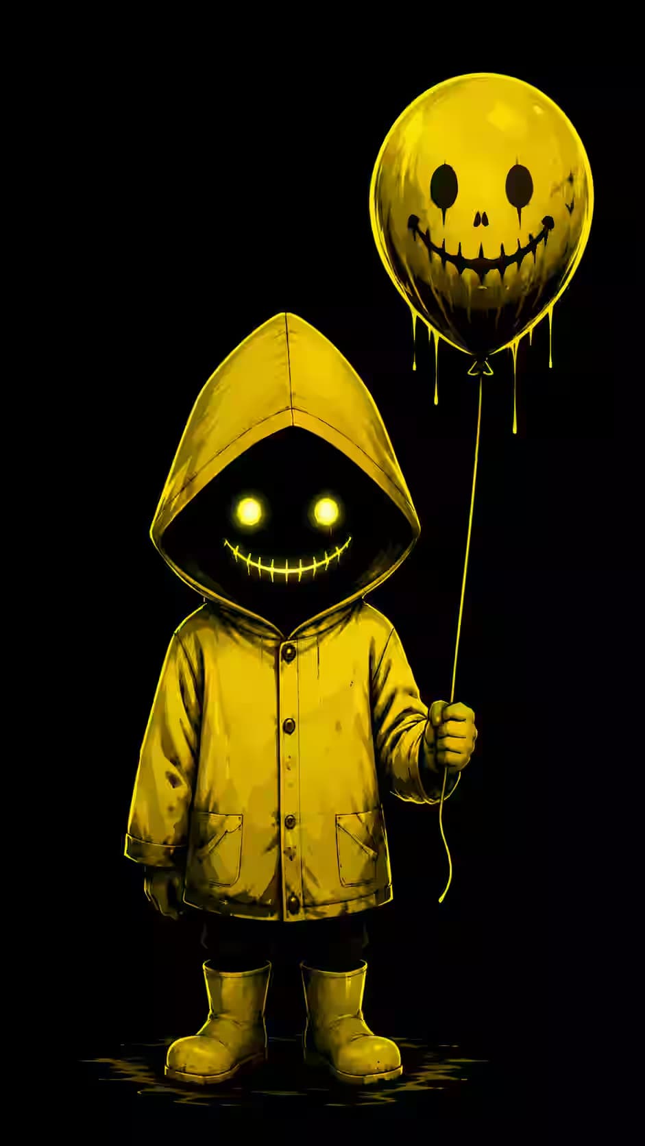 Yellow Smile Balloon Kid — dark Android wallpaper HD