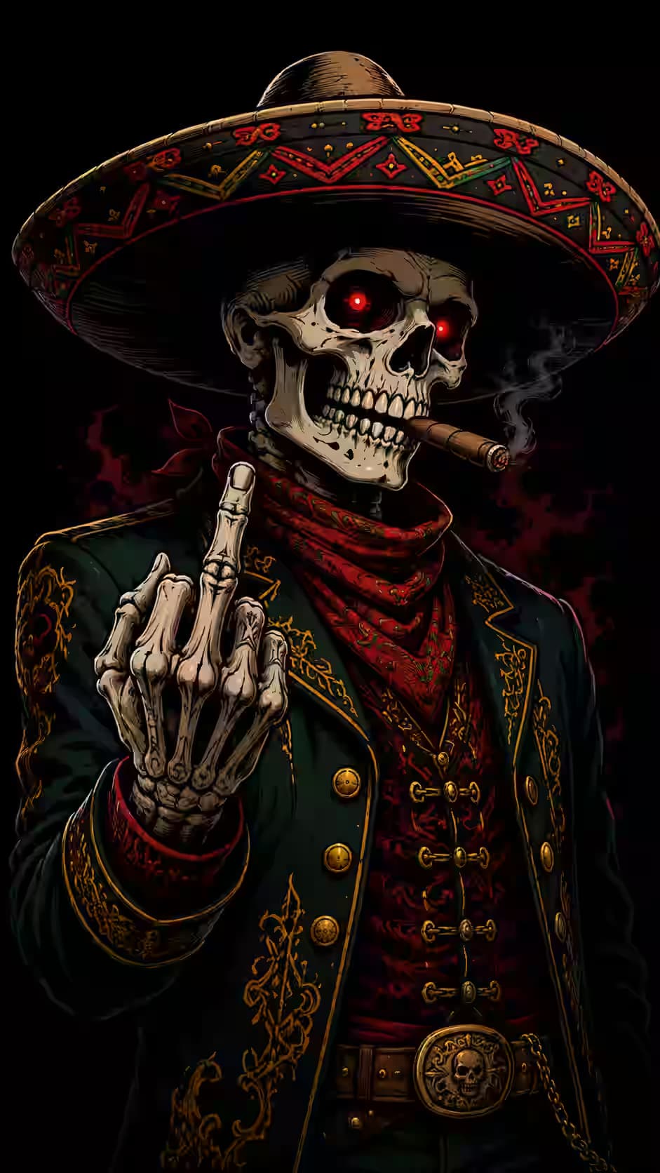 Rebellious Sombrero Skeleton — dark iPhone wallpaper HD