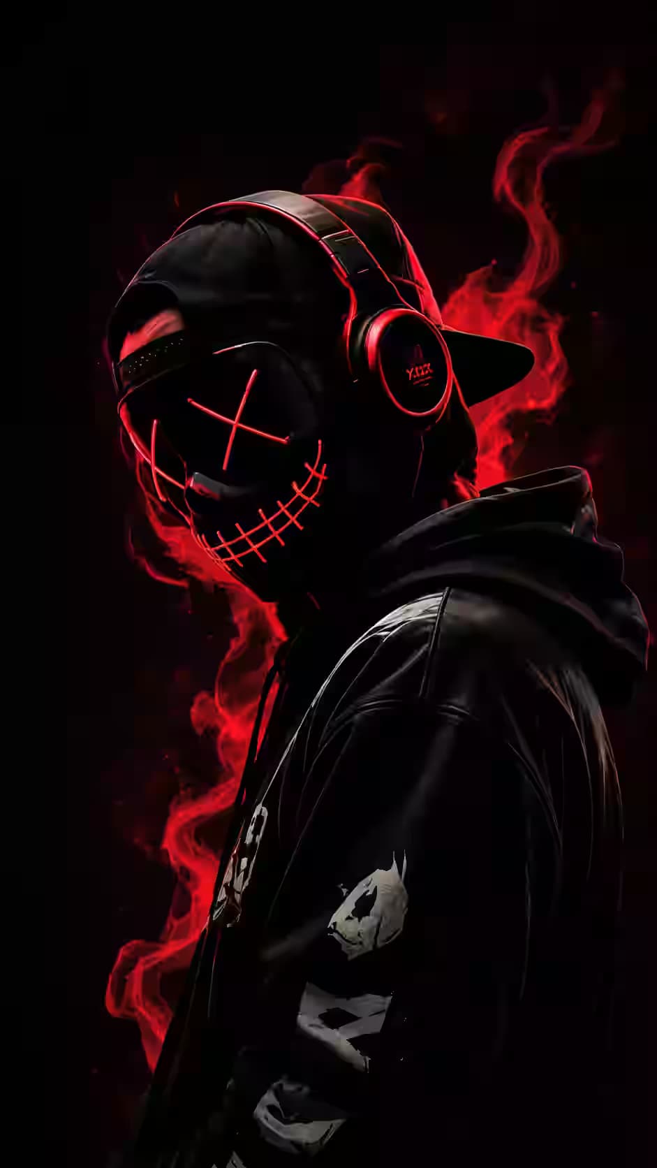 He Can't Hear You Asking Him to Do Chores - Masked DJ Headphones Wallpaper 4K, Dark Aesthetic, AMOLED Background
