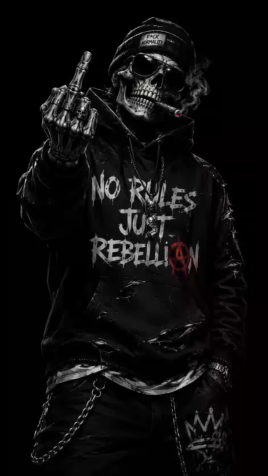He Got a Parking Ticket - Rebellious Skeleton Hoodie Wallpaper 4K, Dark Aesthetic, AMOLED Background