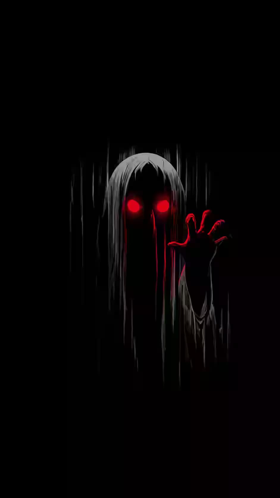 Glowing Red-Eyed Ghost — dark iPhone lock screen wallpaper HD
