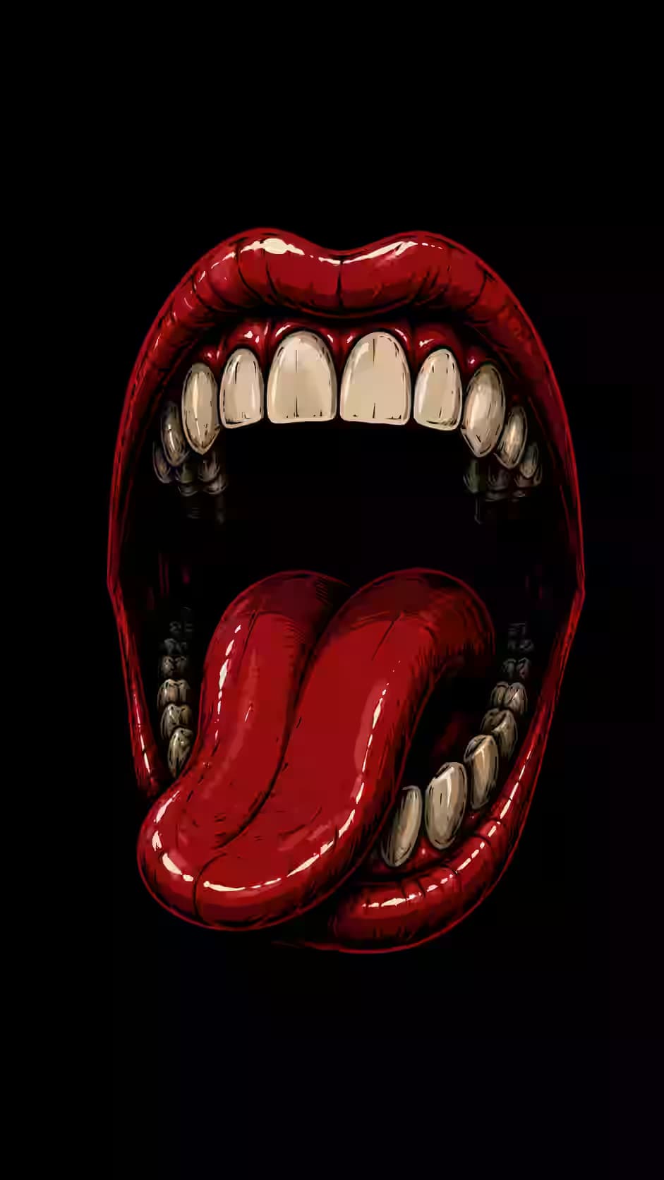 It Couldn't Keep a Secret - Red Lips Split Tongue Wallpaper 4K, Dark Aesthetic, AMOLED Background — dark iPhone wallpaper HD