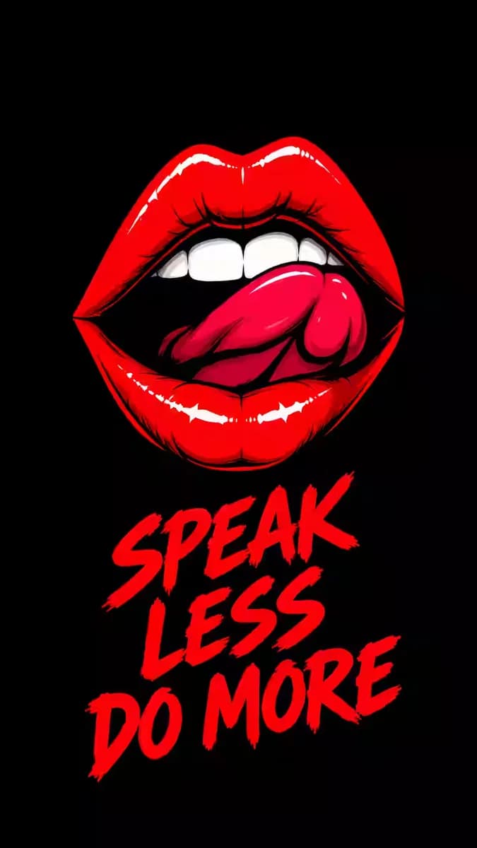 Speak Less Do More Red Lips — dark Android home screen wallpaper HD