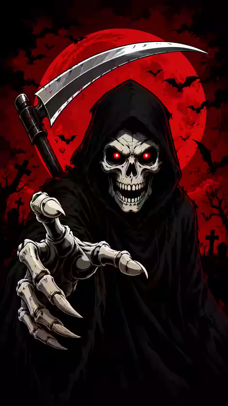 Grim Reaper Under Blood Moon