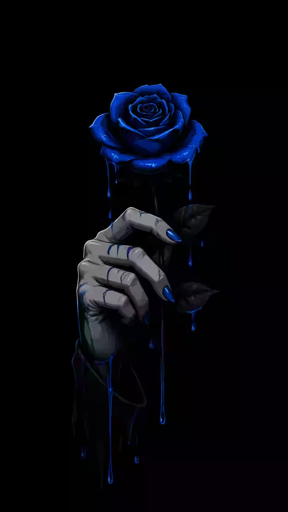 Blue Rose Shadow Hand — dark Android wallpaper HD