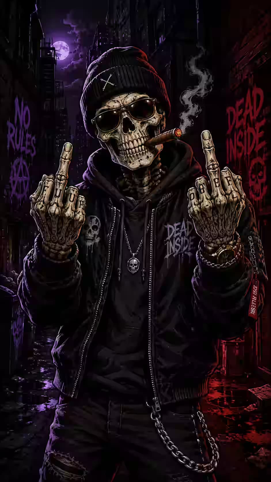 Dead Inside Skull Gangster — dark Android wallpaper HD