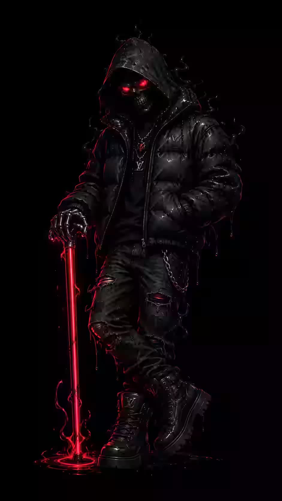 Neon Skull Reaper — dark Android wallpaper HD