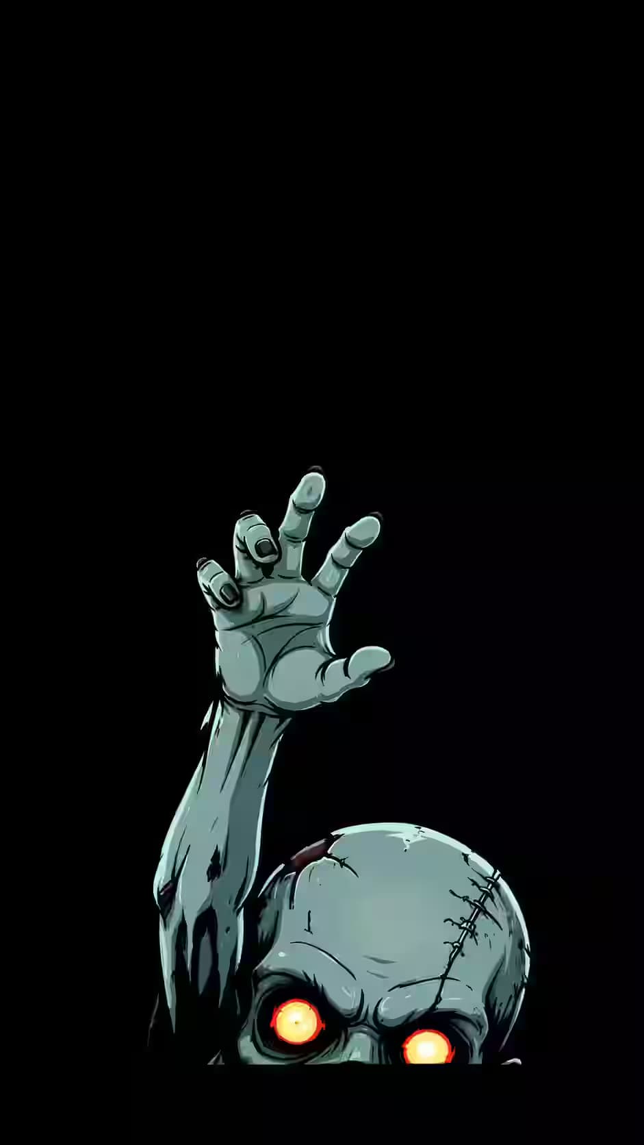 Stitched Skull Red Eyes Zombie — dark iPhone wallpaper HD
