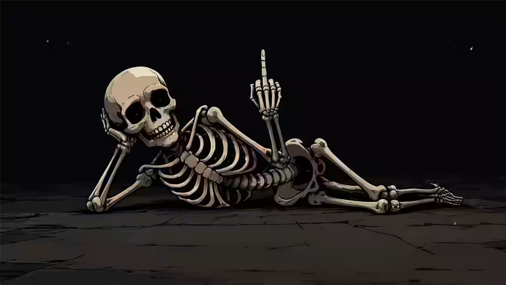 Dead Tired - Lazy Skeleton Desktop Wallpaper 4K